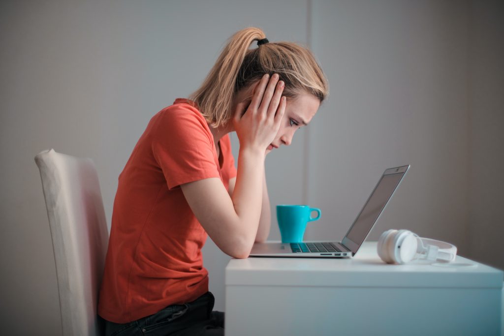 accountant focuses on reading her work