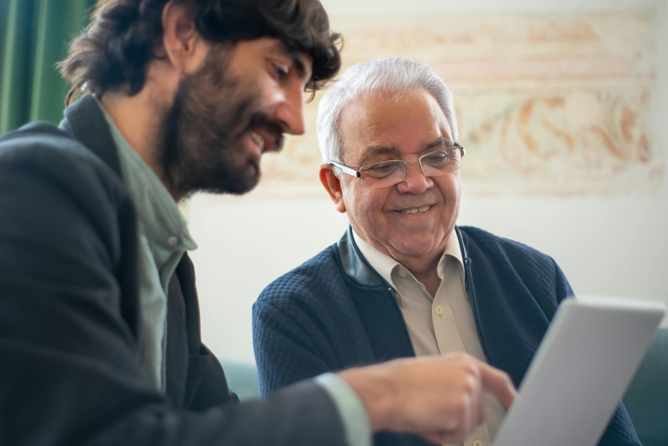 accountant explaining the tax returns to his client